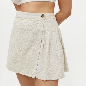 Urban outfitters light grey cream seersucker wrap skirt